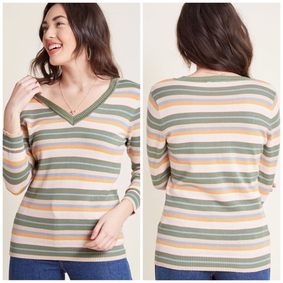 MODCLOTH Catchy Attitude Vneck Stripe Sweater 2x - Picture 8 of 8